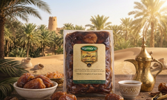 Fresh Tamara Sukkari dates from SANI-LLC, premium Saudi sweet dates in a 1kg pack, naturally delicious and tender.