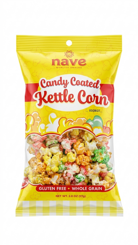 Nave Candy Coated Kettle Corn 2oz Rainbow Snack for Parties & Gifting