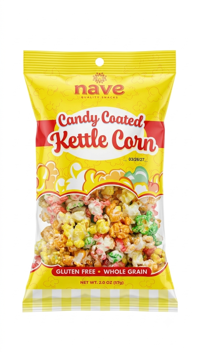 Nave Candy Coated Kettle Corn 2oz Rainbow Snack for Parties & Gifting