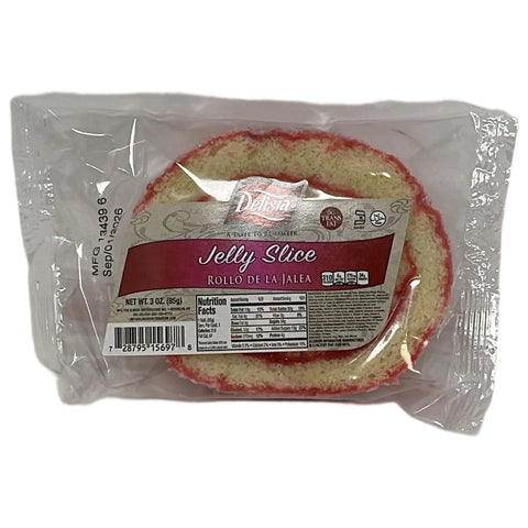 Delisia Jelly Slice 3oz Rollo De La Jalea Sweet Sponge Cake Snack-Single Cake Snack
