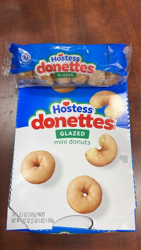 Hostess Glazed Donettes 10-Pack Mini Donuts Sweet Breakfast Snack