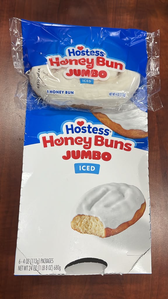 Hostess Jumbo Iced Honey Buns 6-Count Sweet Pastry Snack for Breakfast