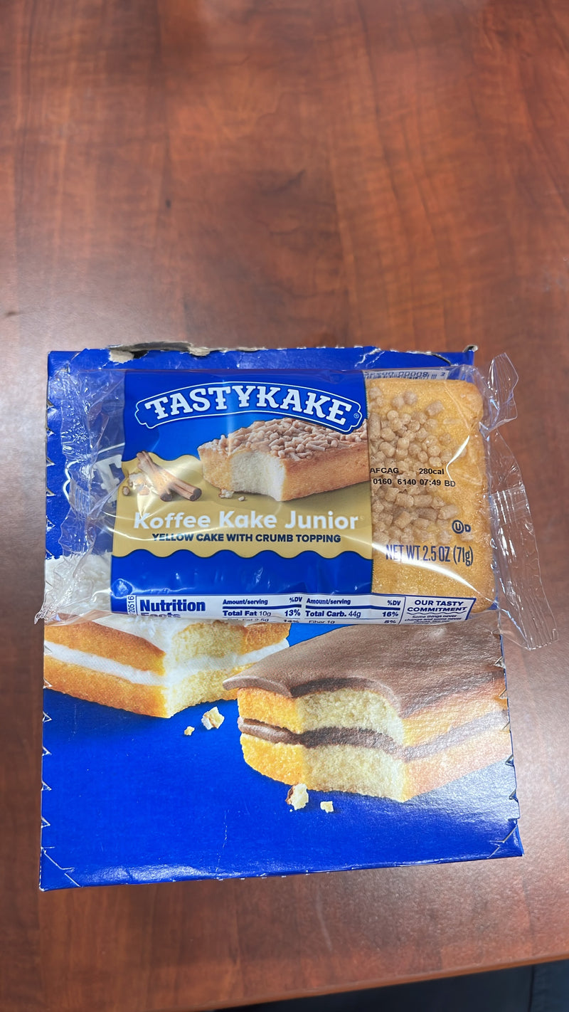 Tastykake Koffee Kake Junior 2.5oz Crumb Topping Yellow Cake Snack