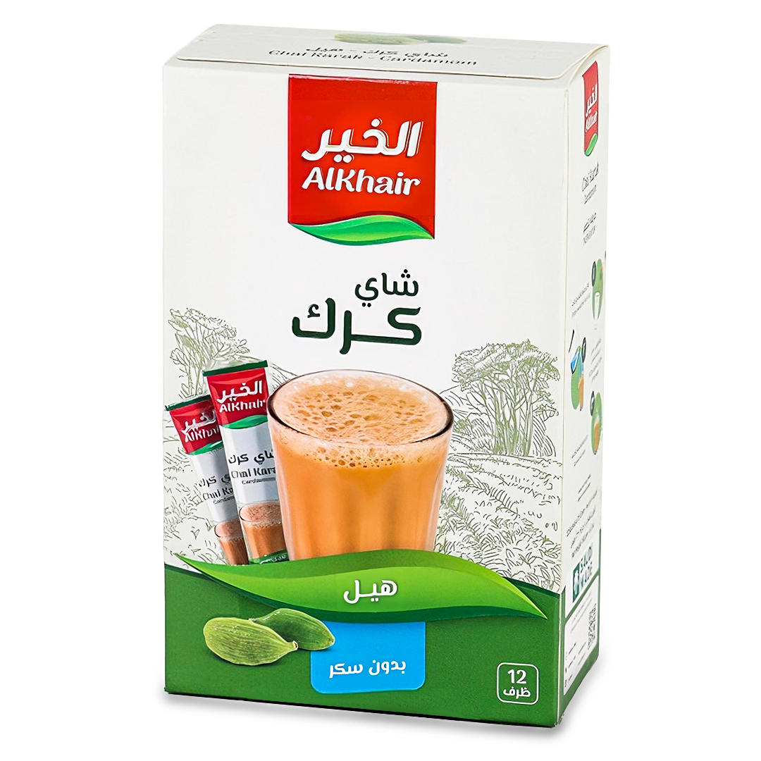 Alkhair Instant Karak Cardamom Tea Sugar Free 180gm 12 Stx
