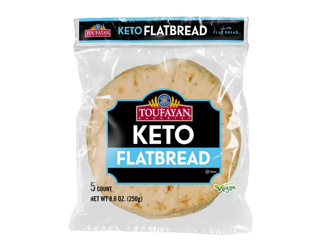 Toufayan Keto Flatbread 5 Count 8.8 oz Original Flavor Low Carb High Fiber Healthy Wraps
