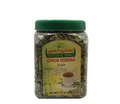 Dried Lemon Verbena herbal infusion leaves by Bsateen Al Sharq, 1.76oz, showing fresh green lemon verbena leaves.
