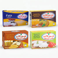 Obour Land premium soft cheese bundle with four flavors: feta, old cheese, bramilly, and edam in 250g packs.