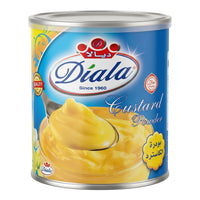 Diala Vanilla Custard Powder 300g jar, smooth instant dessert mix with vanilla flavor, shown in a close-up image.