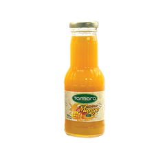 Tamara Mango Nectar in a 250ml glass bottle, showcasing rich, vibrant mango fruit drink with a clear, appealing liquid.