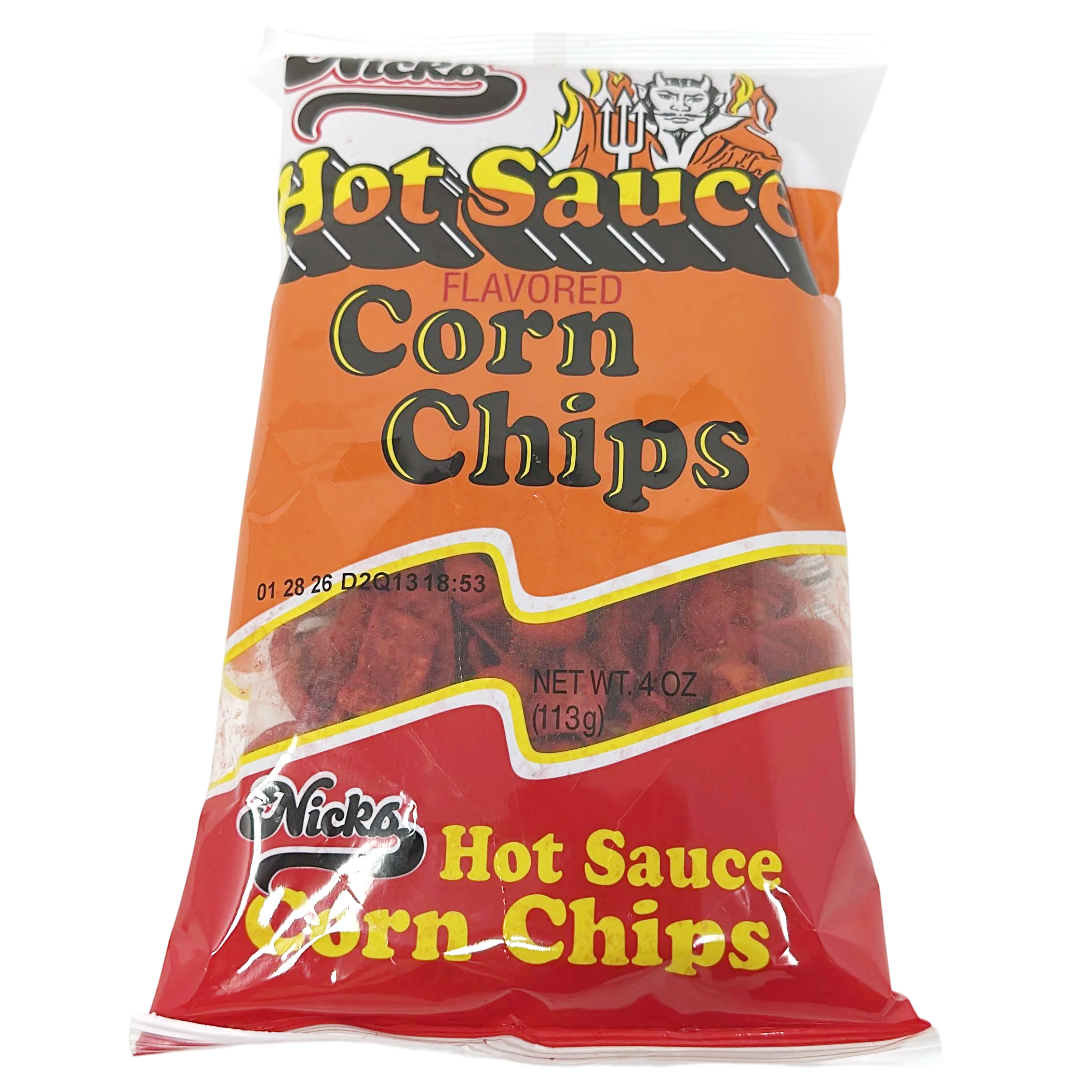 Nicks Hot Sauce Flavored Corn Chips - Spicy & Crunchy Snack - 4 oz Bag