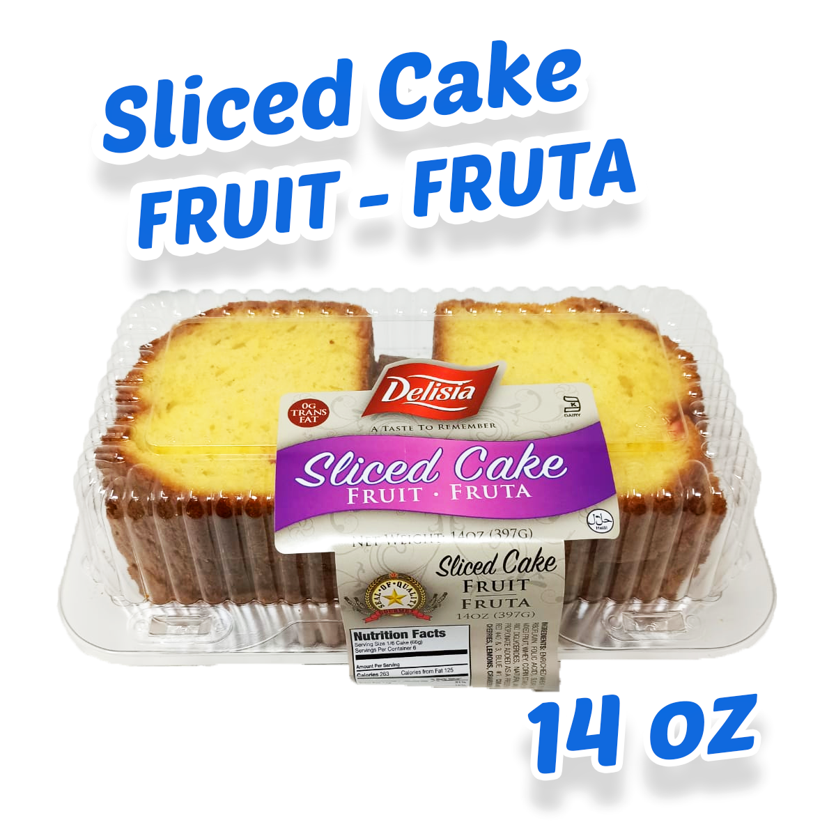 Delisia Sliced Cake Snacks Fruit Fruta 397g 14oz