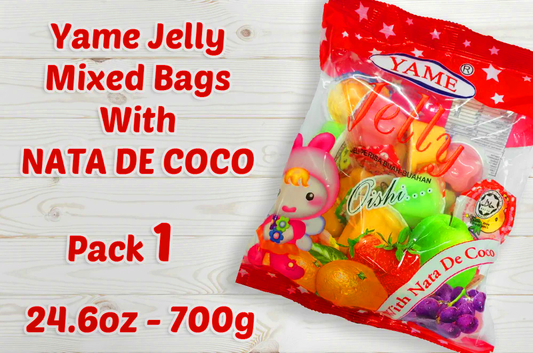 YAME | حلال | Halal | Fruit Candy Bag | Jelly Mixed Cups | With Nata De Coco | Tasty Jelly | YAME BAG | 700g | 24.6 oz