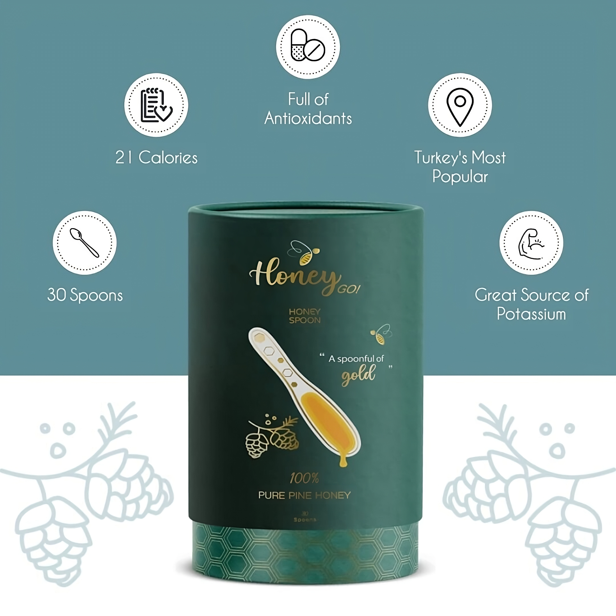Honey Go - Honey Spoon, The luxury Hive | Pine Honey Turkey 210g