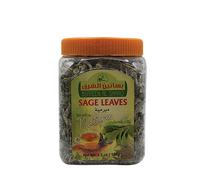 Dried sage leaves from Bsateen Al Sharq, natural herb for tea, shown as green leaves in a 3.5oz package.