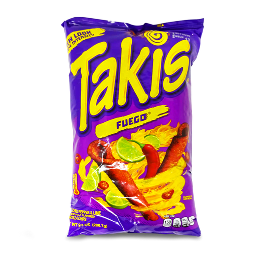 Barcel, Takis Fuego Hot Chili Pepper & Lime Flavored Corn Tortilla Chips Snacks 9.9 oz