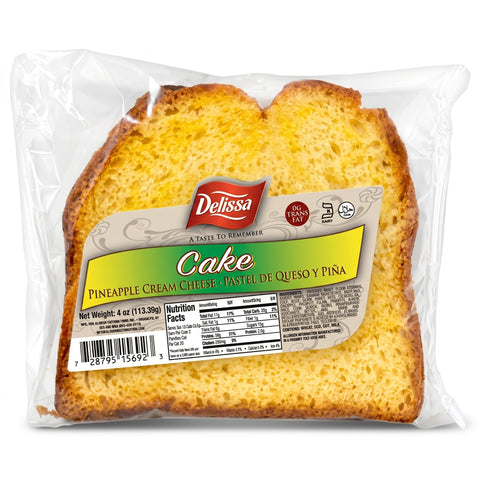 Delisia Pineapple Cream Cheese Cake 4oz Moist Pastel de Queso -Single Cake Snack