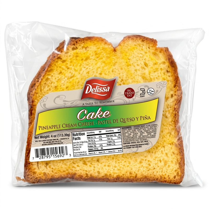 Delisia Pineapple Cream Cheese Cake 4oz Moist Pastel de Queso -Single Cake Snack
