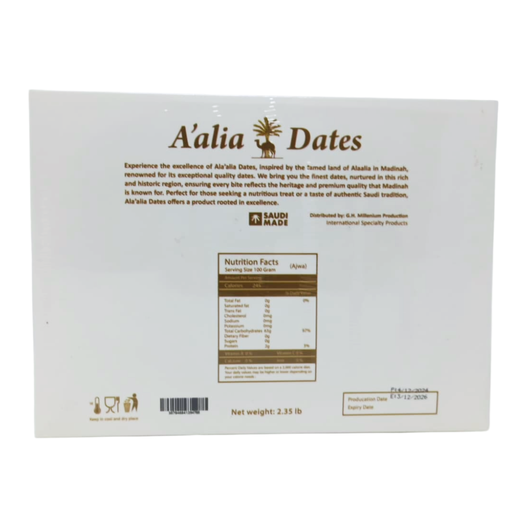 A'alia Dates Premium Saudi Ajwa Dates from Madinah - Authentic & Natural Healthy Snack - 2.35 lb Pack