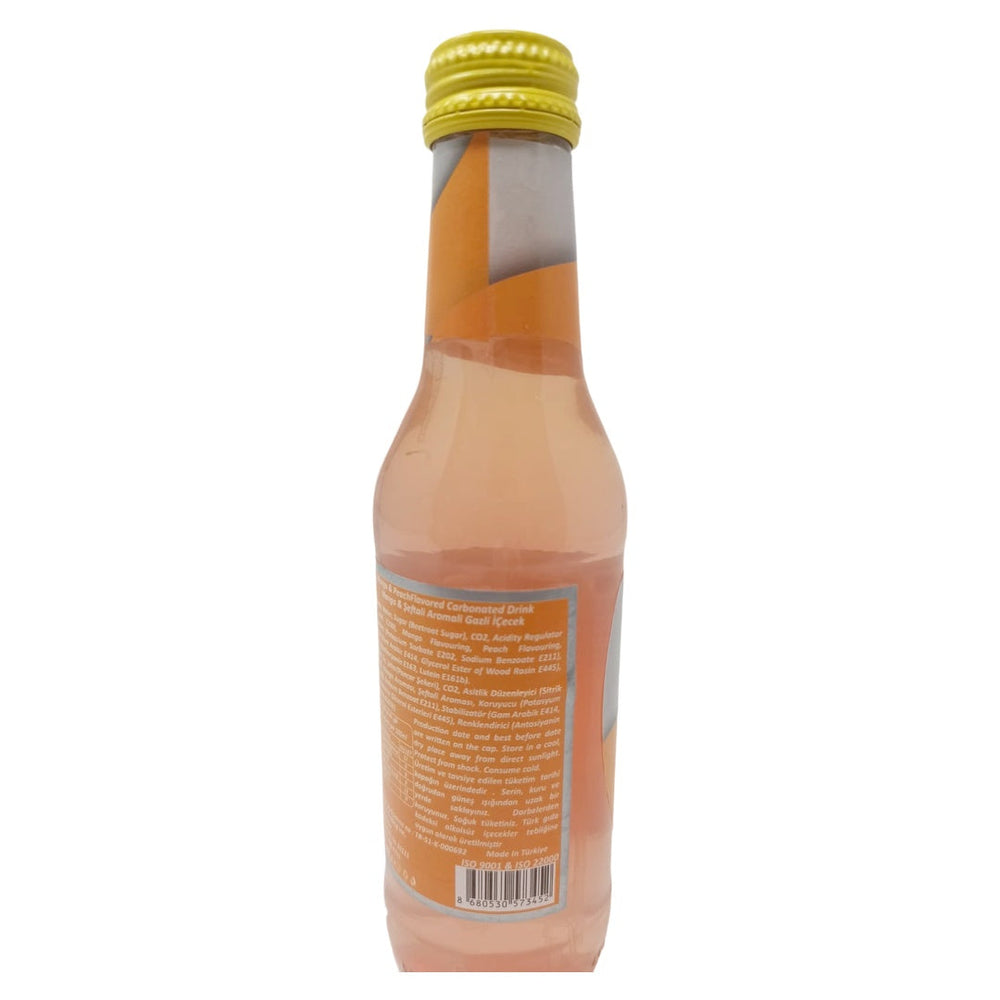 Bor fresh Mango & Peach Flavored Carbonated Drink, 200ml Glass Bottle, Vitamin C Enriched Sparkling Fruit Soda, Made with Beetroot Sugar, Refreshing Cold Beverage - SANI-LLC