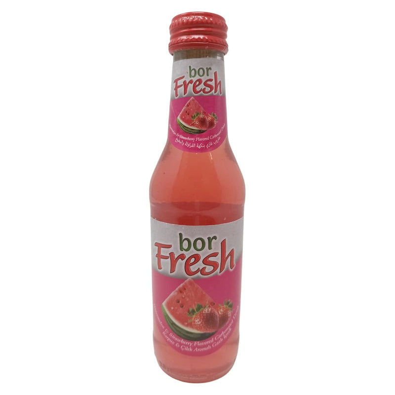 Bor Fresh Watermelon & Strawberry Carbonated Drink, 200ml (6.76 fl oz) Glass Bottle, Sparkling Fruit Flavored Soda, Refreshing Fizzy Beverage Made with Beetroot Sugar - SANI-LLC