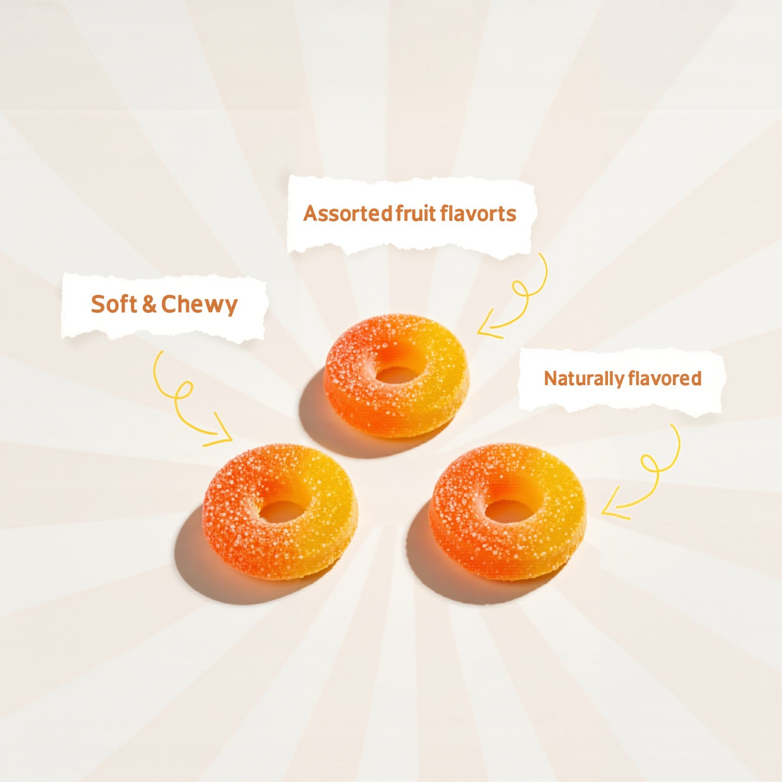 Cup candy Peach Ring Fun fruit Bites 6oz