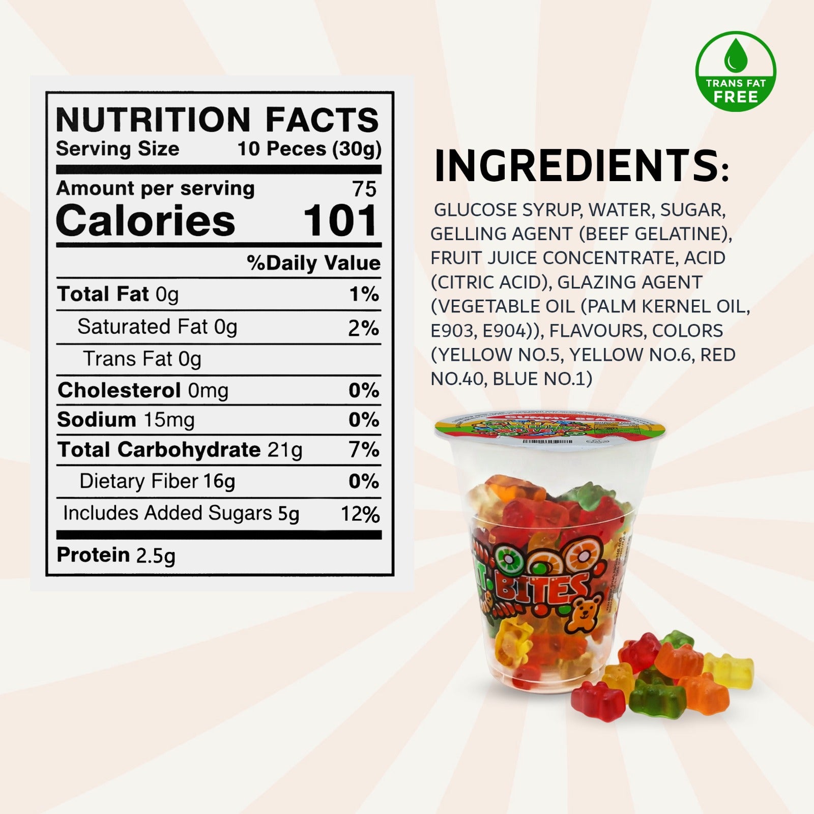 Cup candy Gummy Bear Fun fruit Bites 6oz