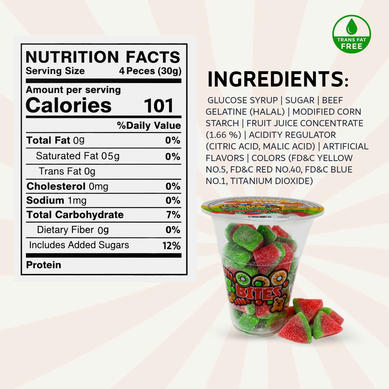 Cup candy watermelon Slice Fun fruit Bites 6oz