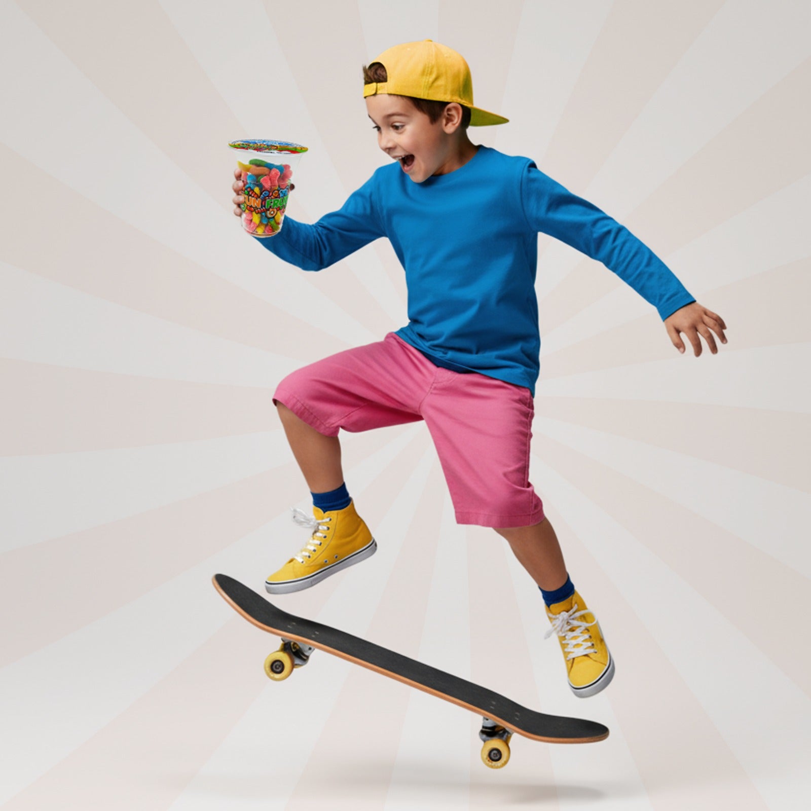 Cup candy Neon Gummy Worm Fun fruit Bites 6oz