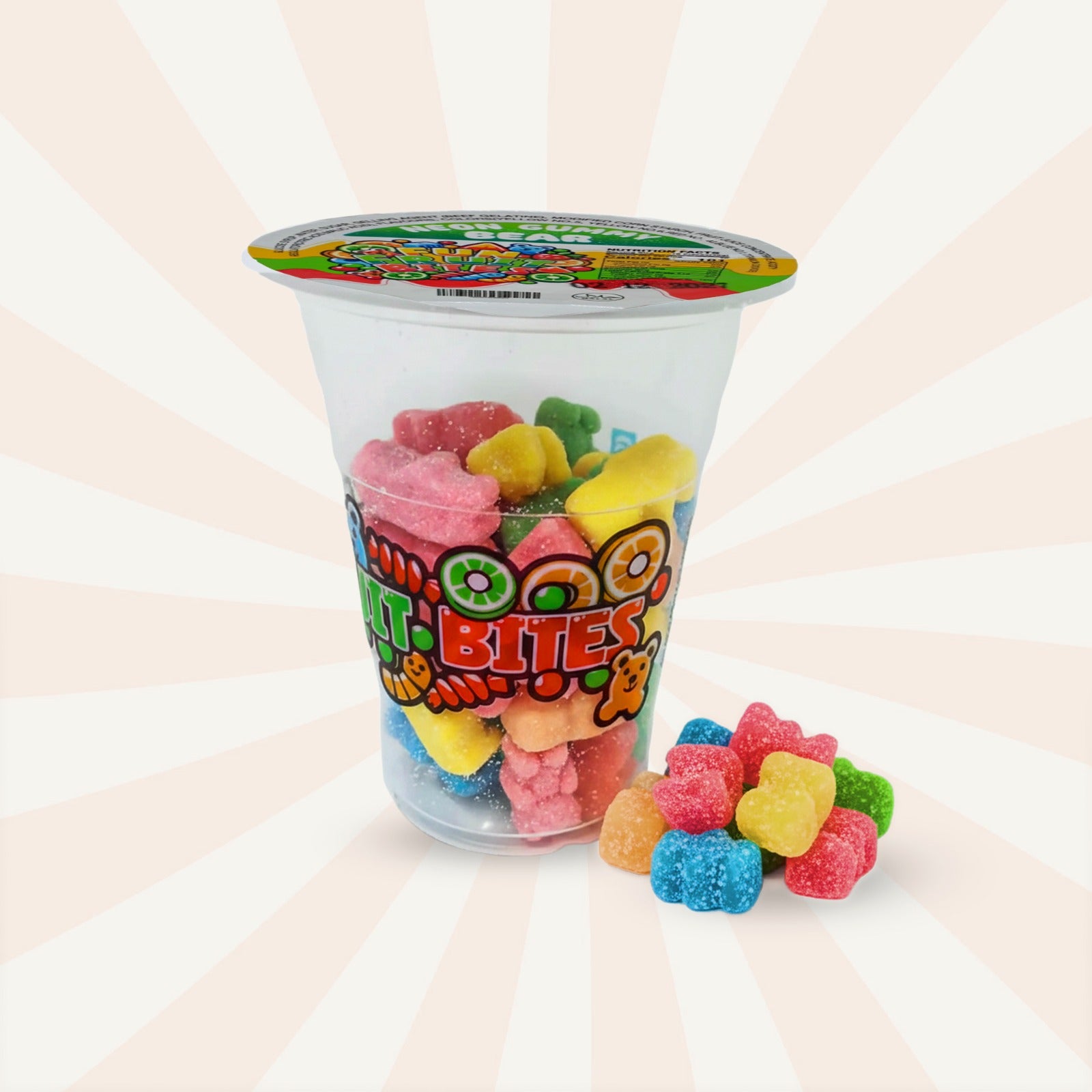 Cup candy Neon Gummy Bear Fun fruit Bites 6oz