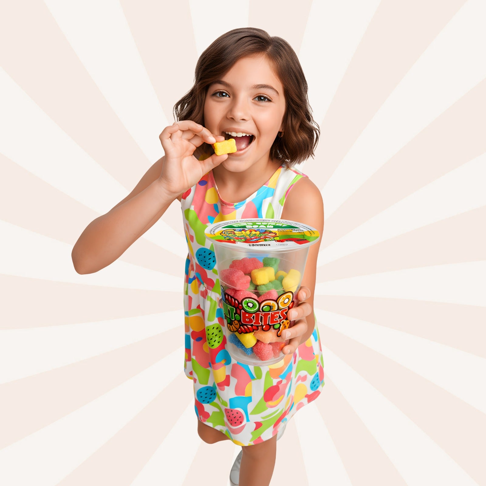 Cup candy Neon Gummy Bear Fun fruit Bites 6oz