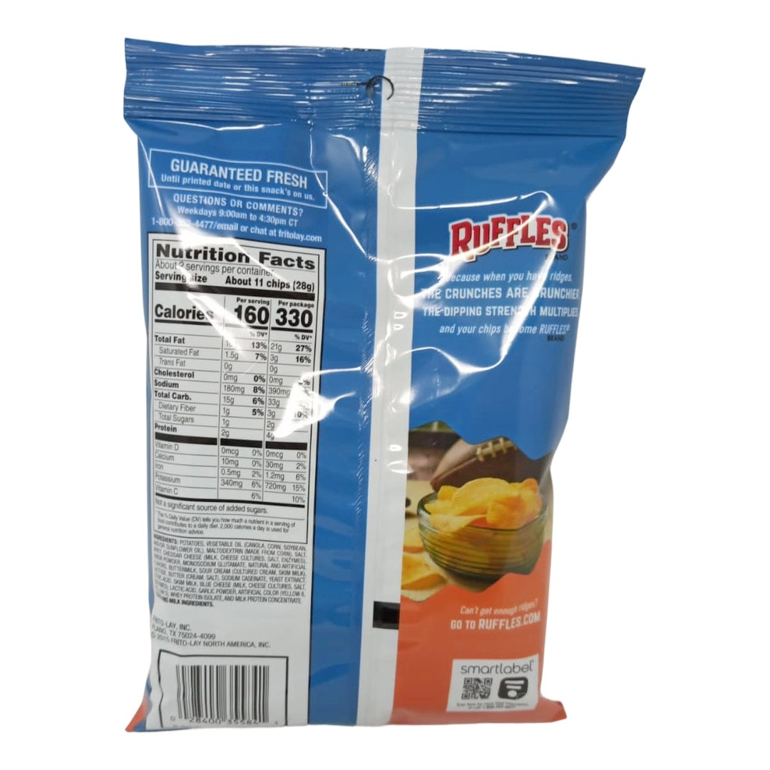 Ruffles Potato Chips 60.2g Bag Crispy Ridges Bold Cheddar & Sour Cream Flavor for Snack Time - SANI-LLC