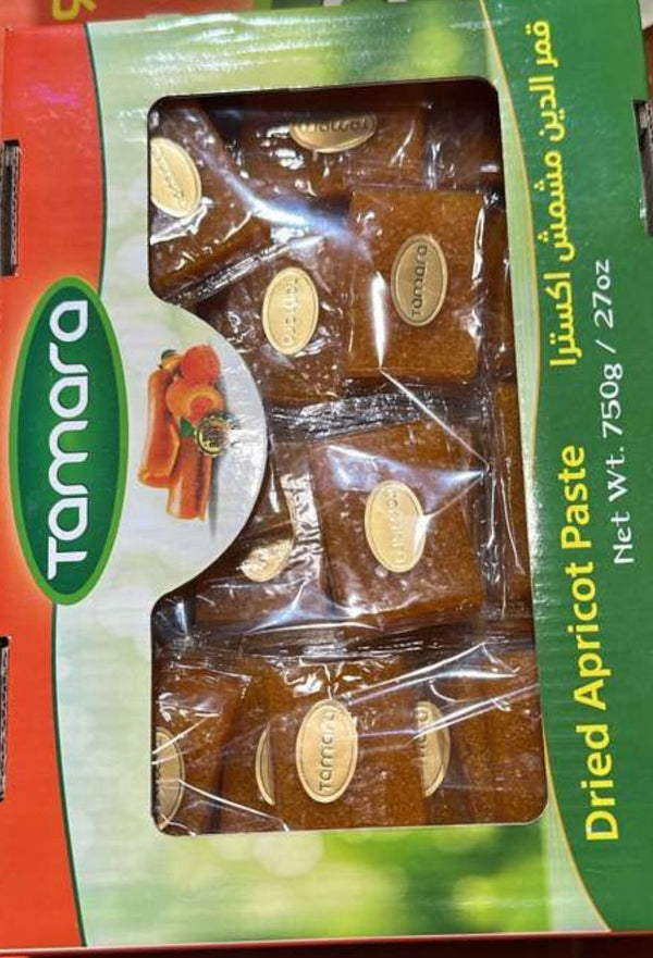 Tamara Dried Apricot Paste 750g jar, Qamar al-Din Extra for healthy snacks, shown in the image.