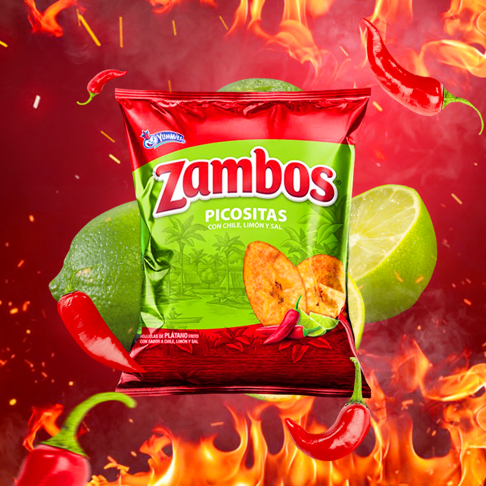 Spicy Zambos Plantain chips with chili, lime and salt