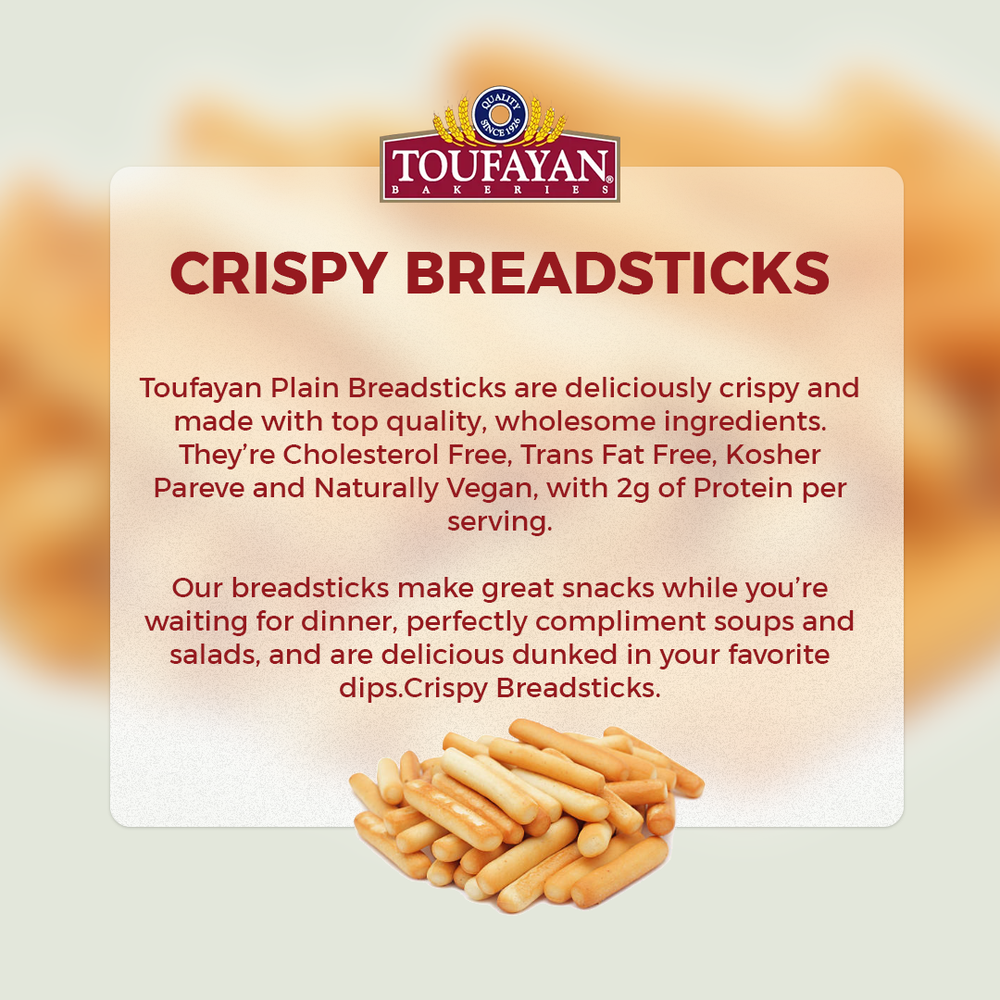 Toufayan: Crispy Bread sticks | Plain | Crunchy and delicious | 227g | 8oz - SANI-LLC