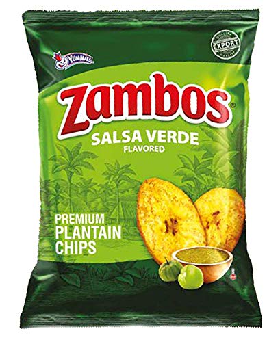 Zambos Plantain Chips – Delicious Plantain Chips with Green Salsa (Tajaditas de Plátano con Salsa Verde), Unique Flavor from Salvajes del Trópico, plantain chip - 5.3 ounces (150g) (pack 01)