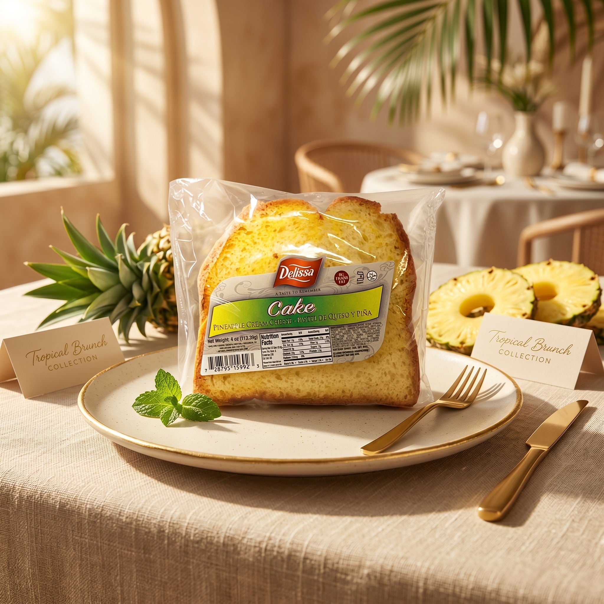 Delisia Pineapple Cream Cheese Cake 4oz Moist Pastel de Queso -Single Cake Snack