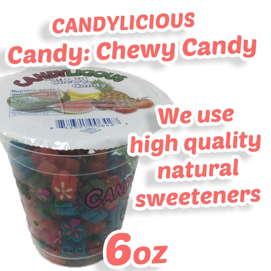 Cup Candy Licious | CHEWY CANDY | The Everyday Flavor Chewy Candy | Mix fruit |HALAL | Sweets & Delicious|6oz.