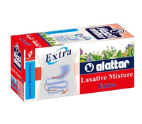 AlAttar Laxative Mixture Extra herbal digestive support tea in a colorful box with tea bags inside.
