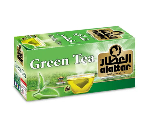AlAttar Green Tea 20 Bags, 36g, natural German wellness tea with fresh green leaves and tea bags for daily health.