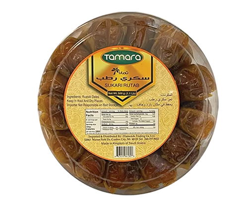 Tamara Sukari Rutab Dates 500g by Summer Vlly, soft and sweet natural energy snack in a clear plastic package.