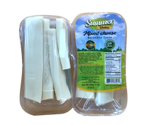 Summer Valley Mixed Cheese Sticks 7oz gourmet snack, halal certified, showing a variety of cheese sticks on a plate.