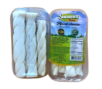 Mixed braided cheese snack by Summer Valley, 7oz halal cheese for charcuterie boards, featuring colorful cheese braids.