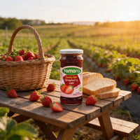 Jar of Tamara Strawberry Jam 430g with a country-style label, perfect for breakfast spreads and grocery shopping.
