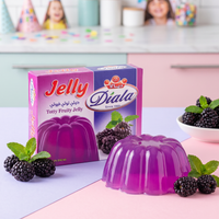 Diala Totty Fruity Jelly Halal gelatin dessert mix in 80g package with colorful fruit-flavored jelly pieces.