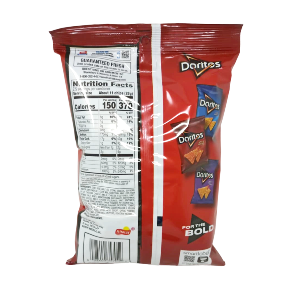 Doritos Nacho Cheese Tortilla Chips 2.5 oz (70.8g) Bag, Bold Flavor, Crispy Crunch for Everyday Snacking - SANI-LLC