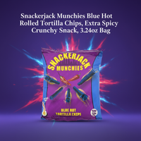 Snackerjack Munchies Blue Hot Rolled Tortilla Chips - Extra Hot Spicy Snack, 3.24oz Bag - SANI-LLC