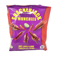 SnackerJack Munchies Hot Chili Lime Rolled Tortilla Chips - Spicy & Tangy Flavor, 3.24 oz Bag - Authentic Mexican Style Snack - SANI-LLC