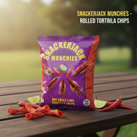 SnackerJack Munchies Hot Chili Lime Rolled Tortilla Chips - Spicy & Tangy Flavor, 3.24 oz Bag - Authentic Mexican Style Snack - SANI-LLC