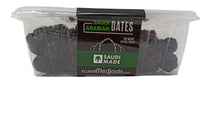 Castle Farms Ajwa Al Madina Dates, 800g case of 9, authentic date fruit from SANI-LLC, showcasing dried, dark, and glossy dates.