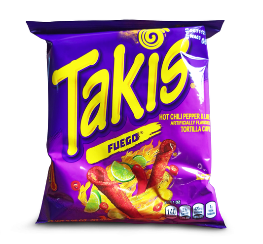 Barcel Takis Fuego 3.25 oz Hot Chili Pepper & Lime Flavored Rolled Tortilla Chips